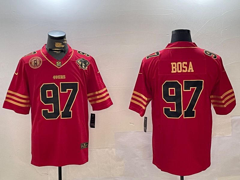 Men San Francisco 49ers 97 Bosa Red Gold 2024 Nike Limited NFL Jersey style 12304
